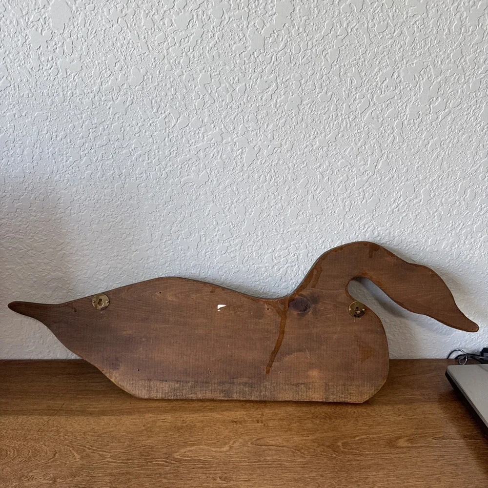 Vintage Handmade Wood Goose Silhouette Hanger W/ 4 Pegs Cottage Core Farmhouse